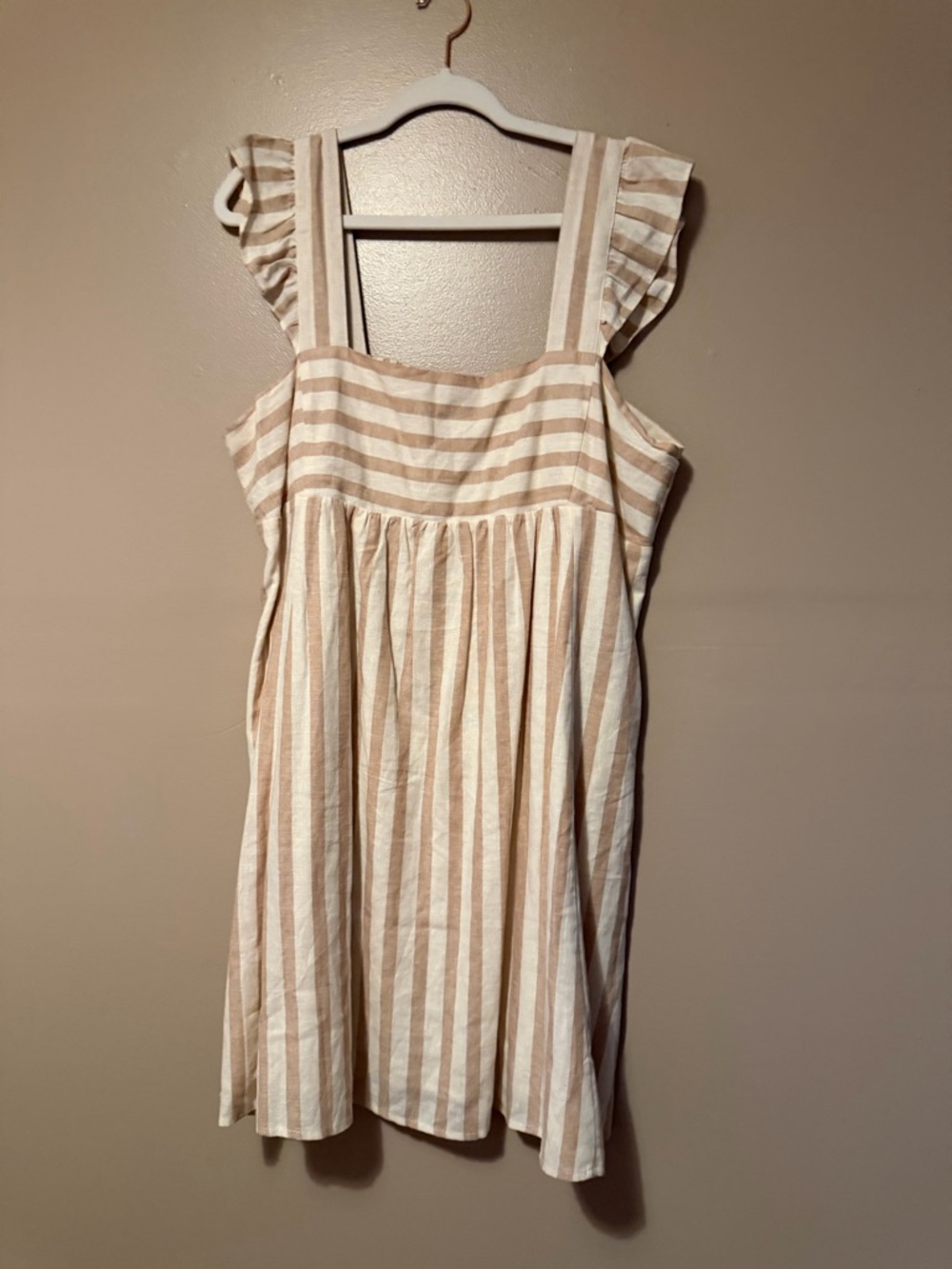Draper James Cream and Tan Striped Mini Dress
